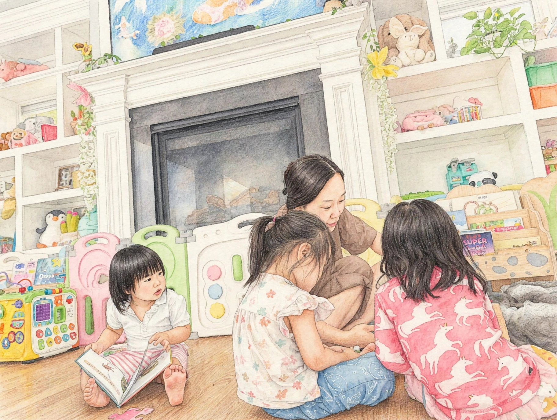 Children gathered for story time