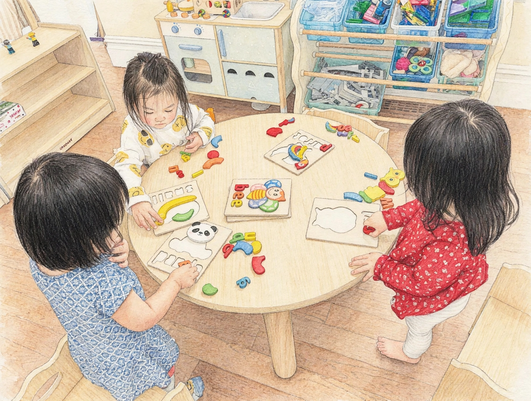 Children working on puzzles