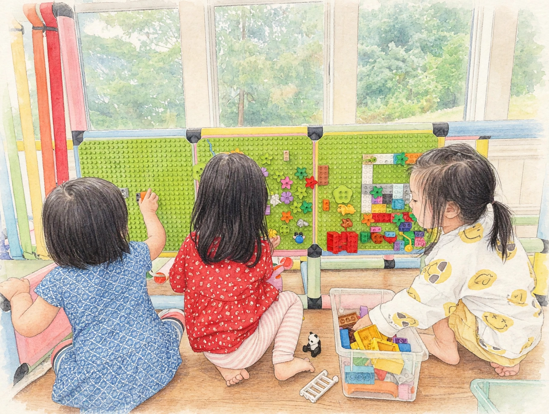 Children building with blocks