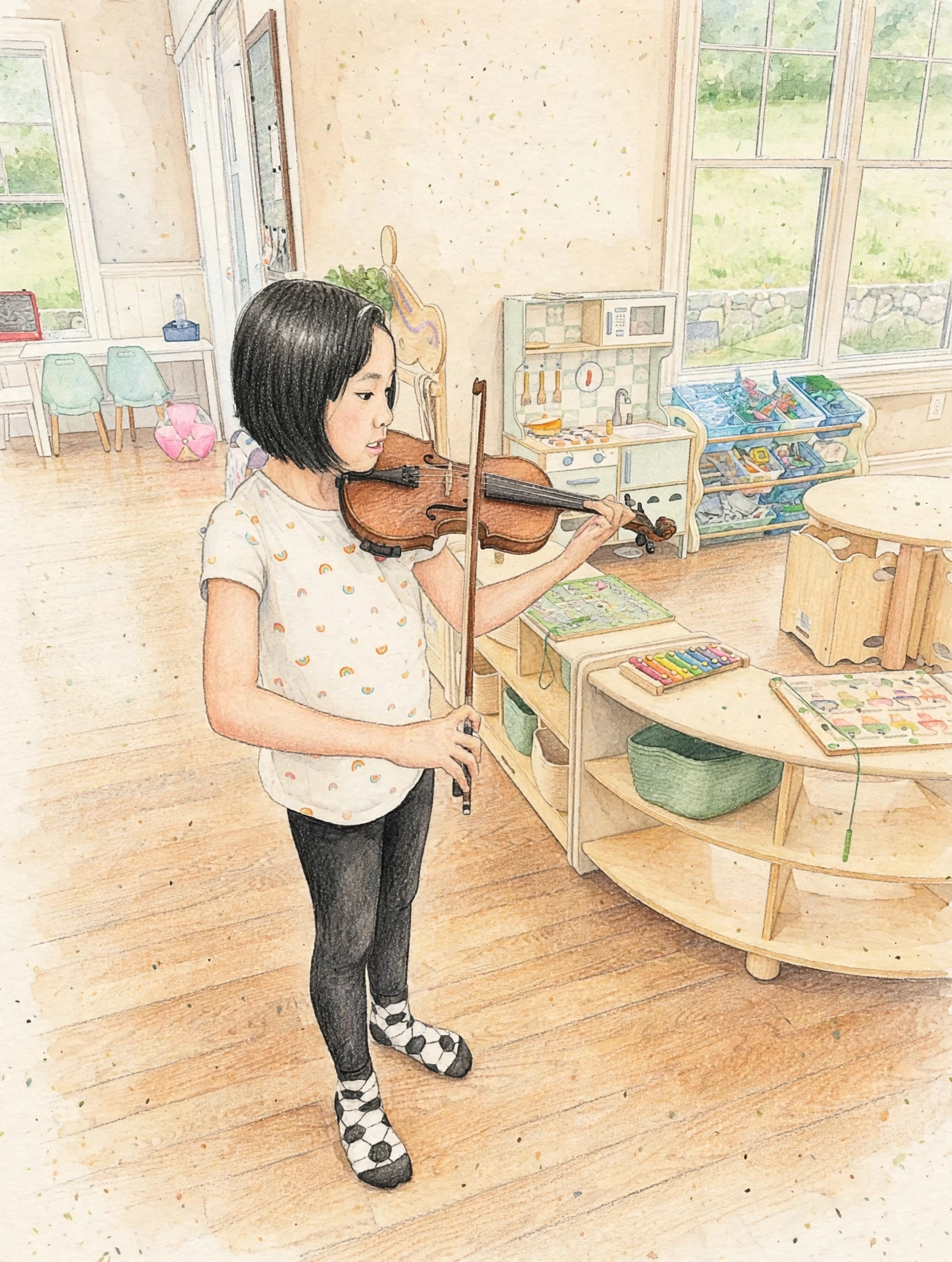 Violin visit from a big sister