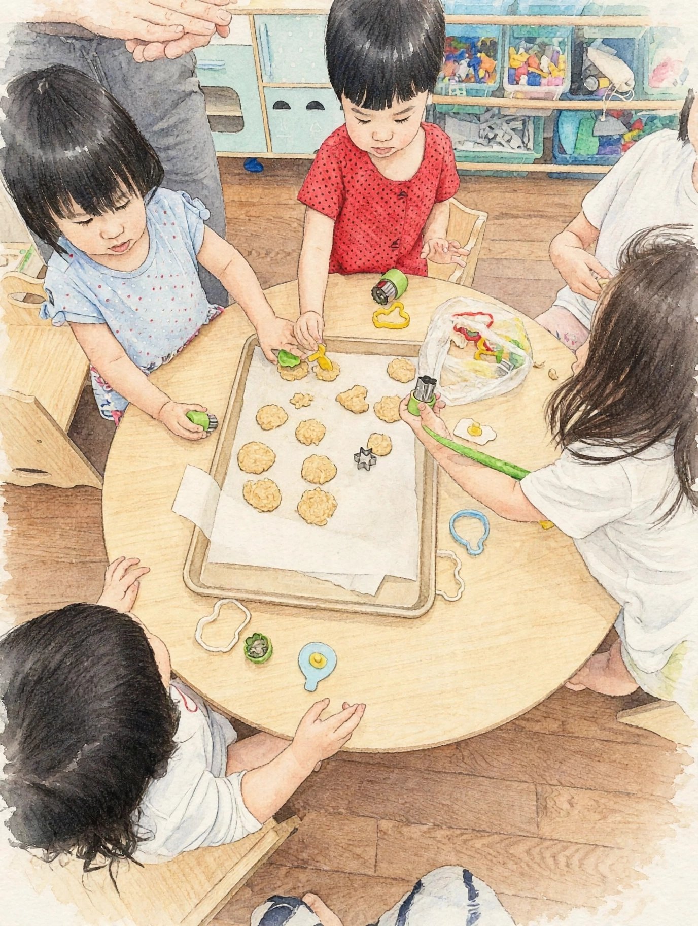 Children making oatmeal cookies