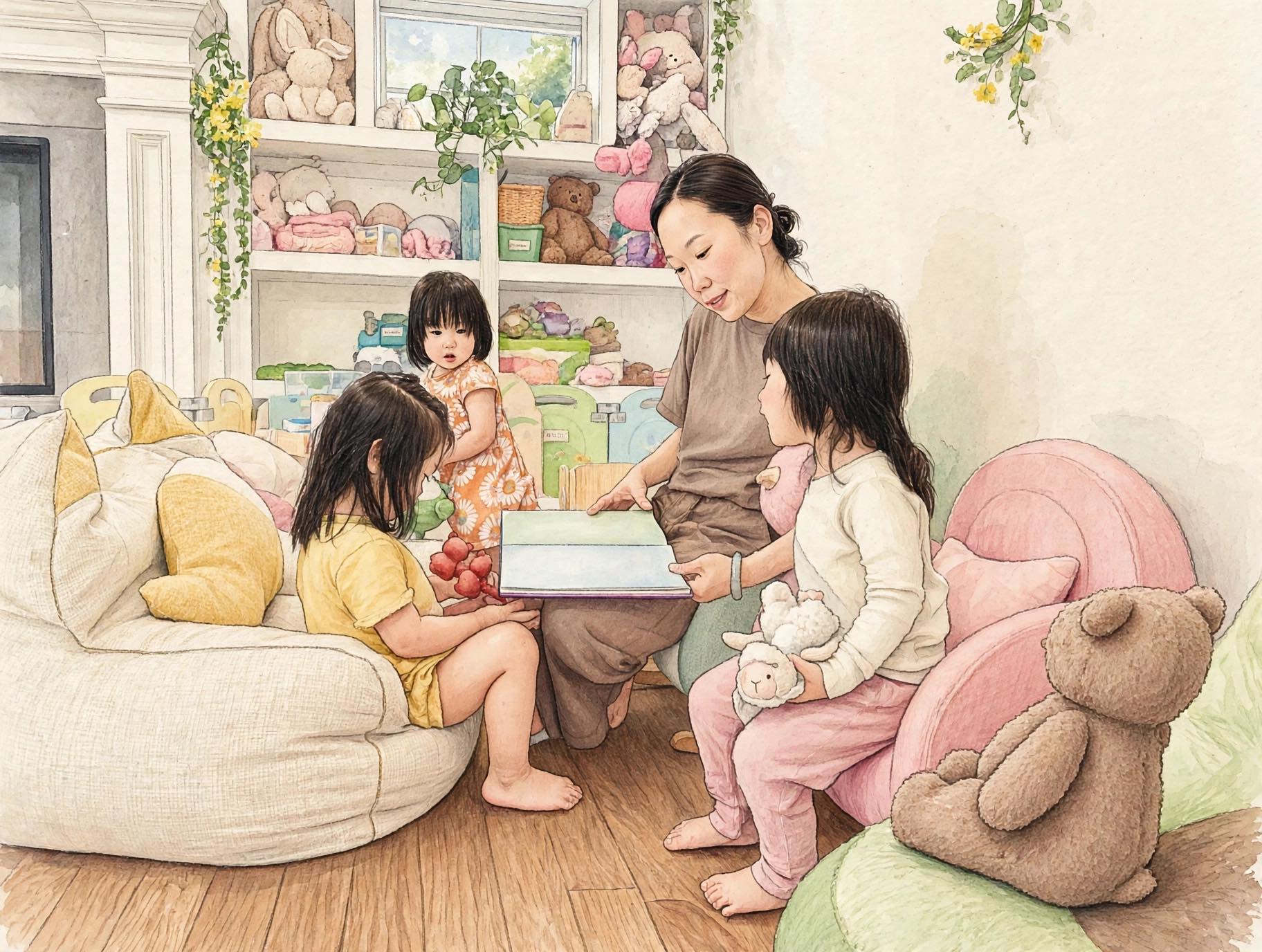 Children gathered for story time