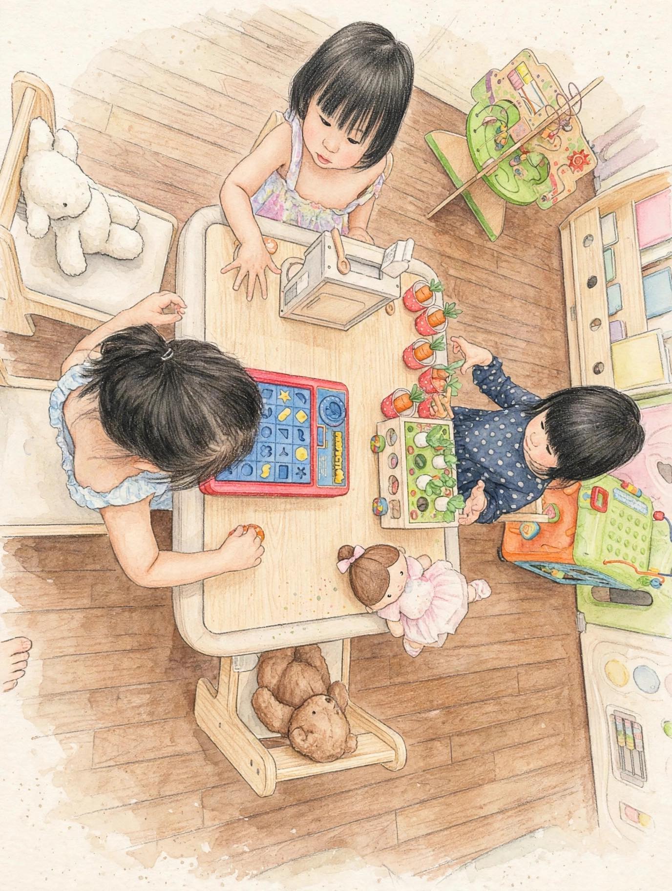 Children doing sorting and puzzle activities