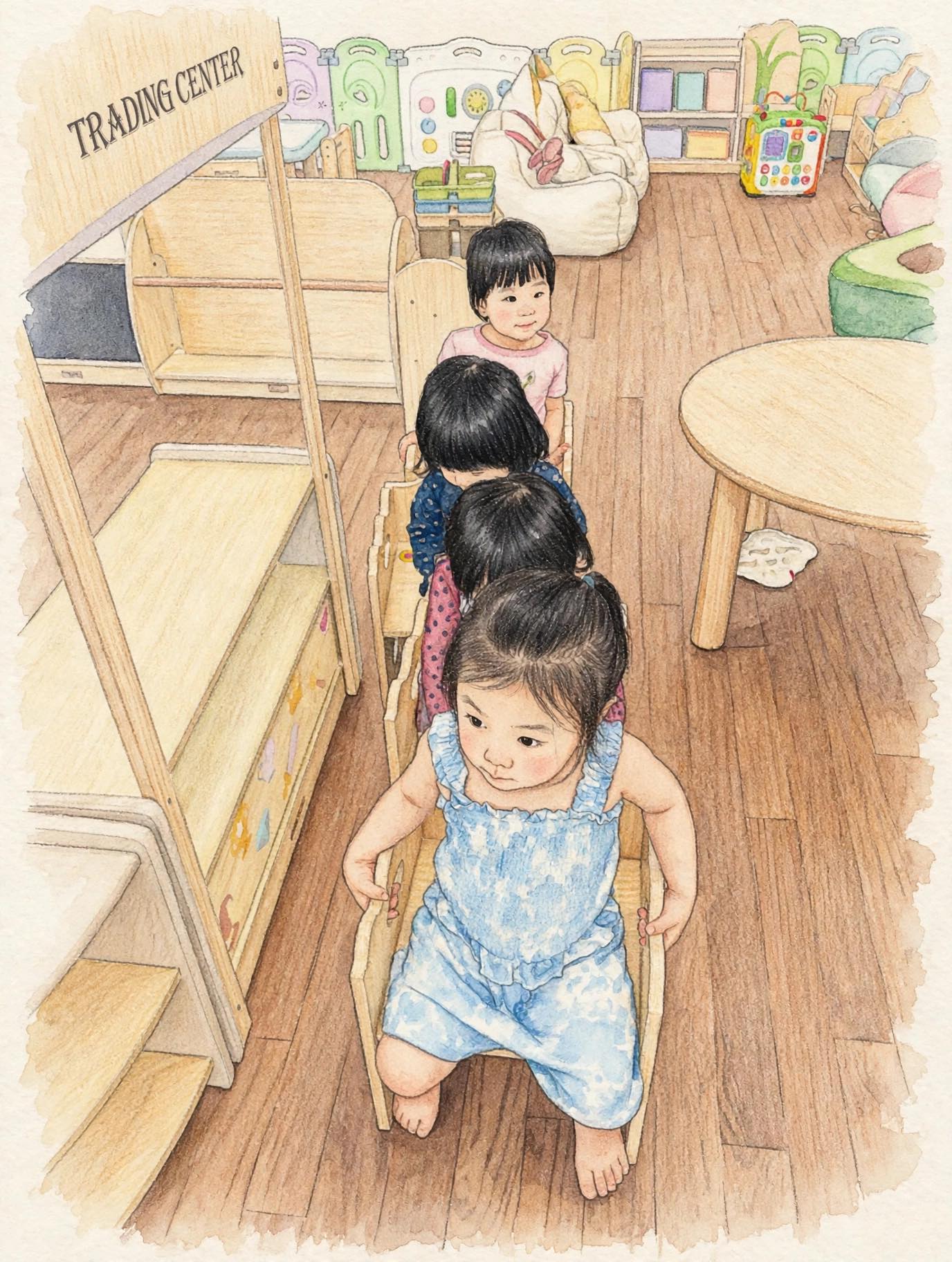 Children playing train